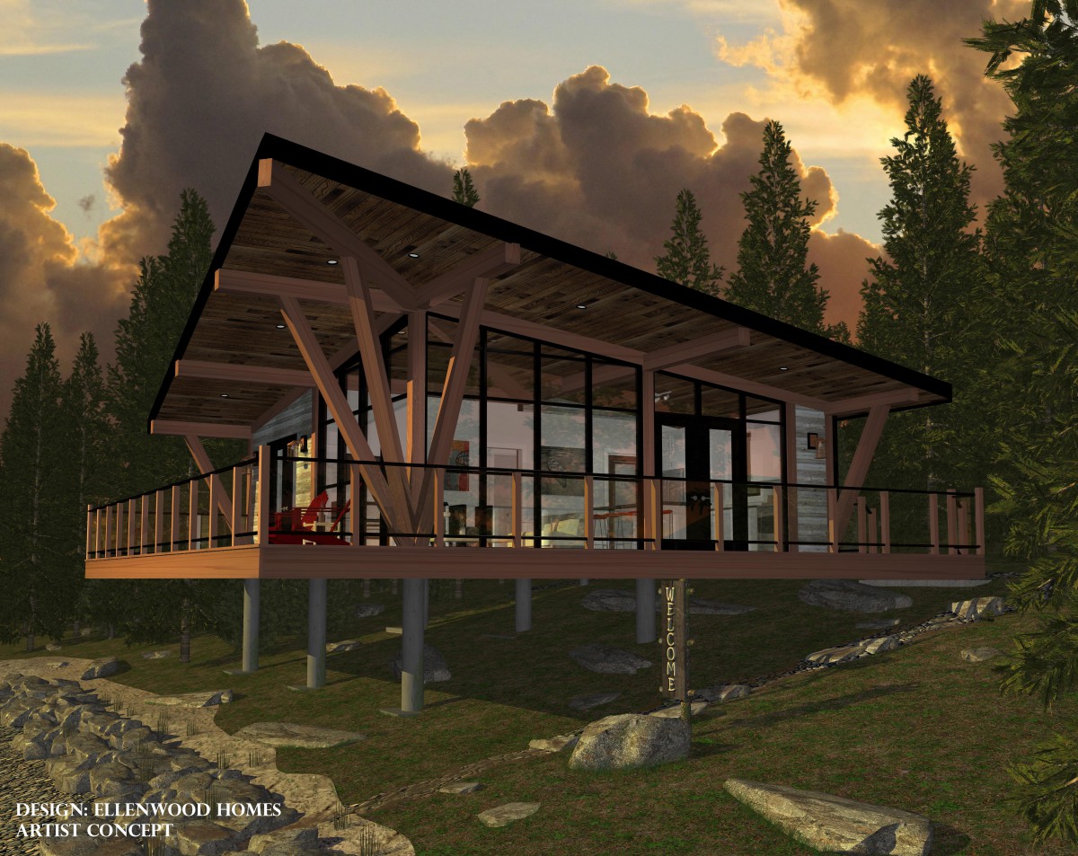 Lakeside Cabin with Loft house plans floor plans